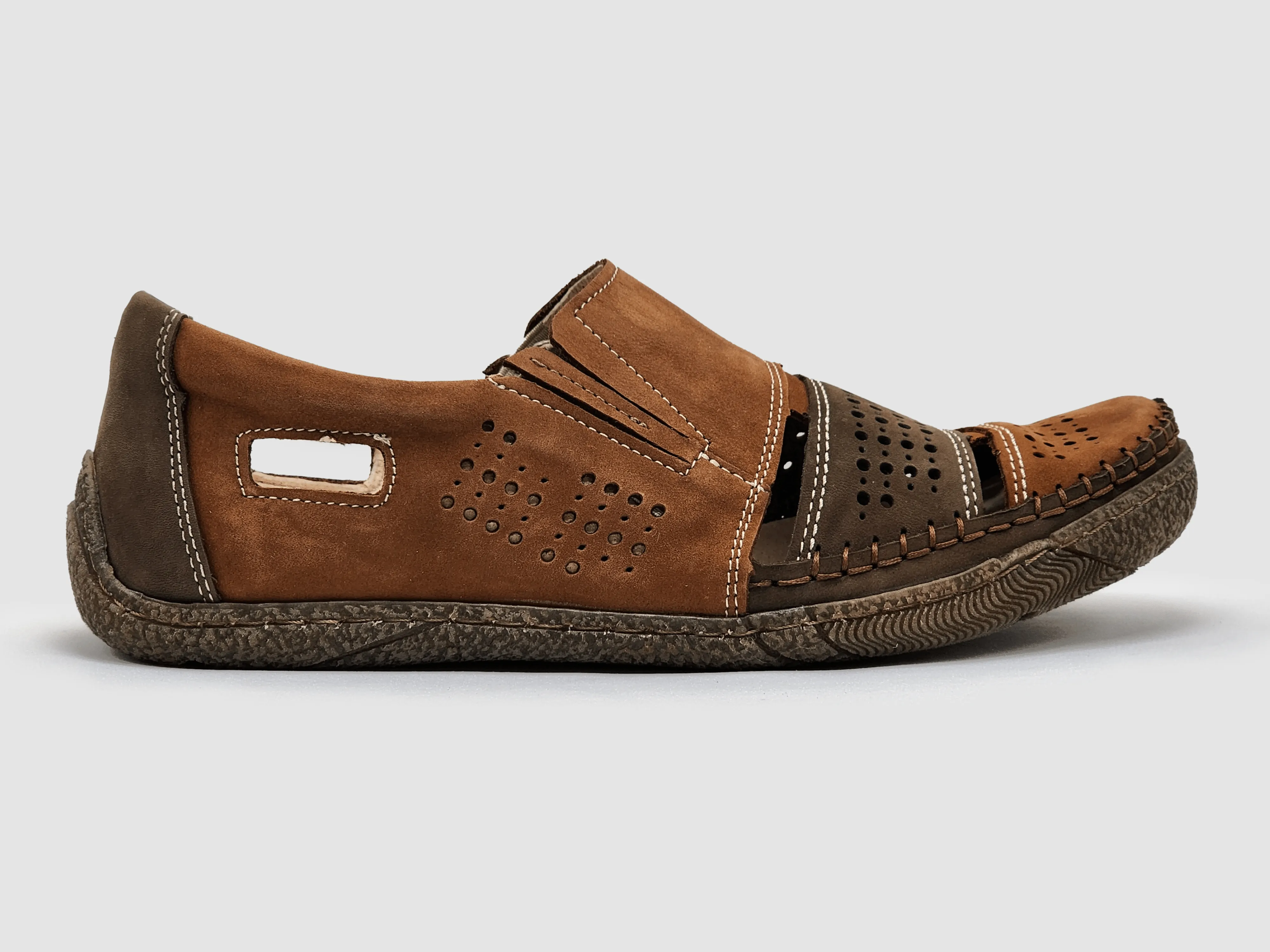 Men's Vacation Leather Sandals - Dark Brown