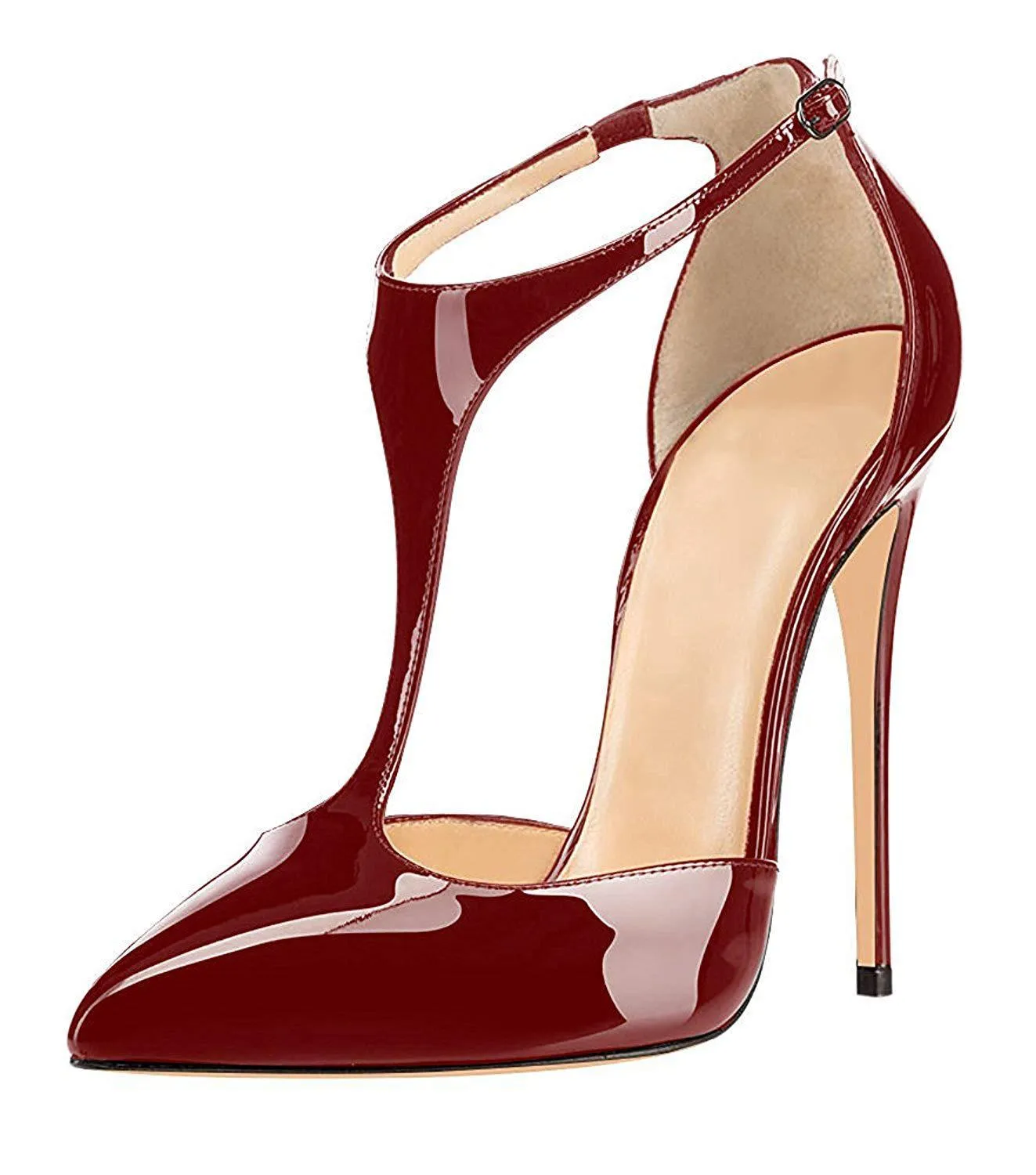 Patent Leather T-Strap 12cm High Heel Pump