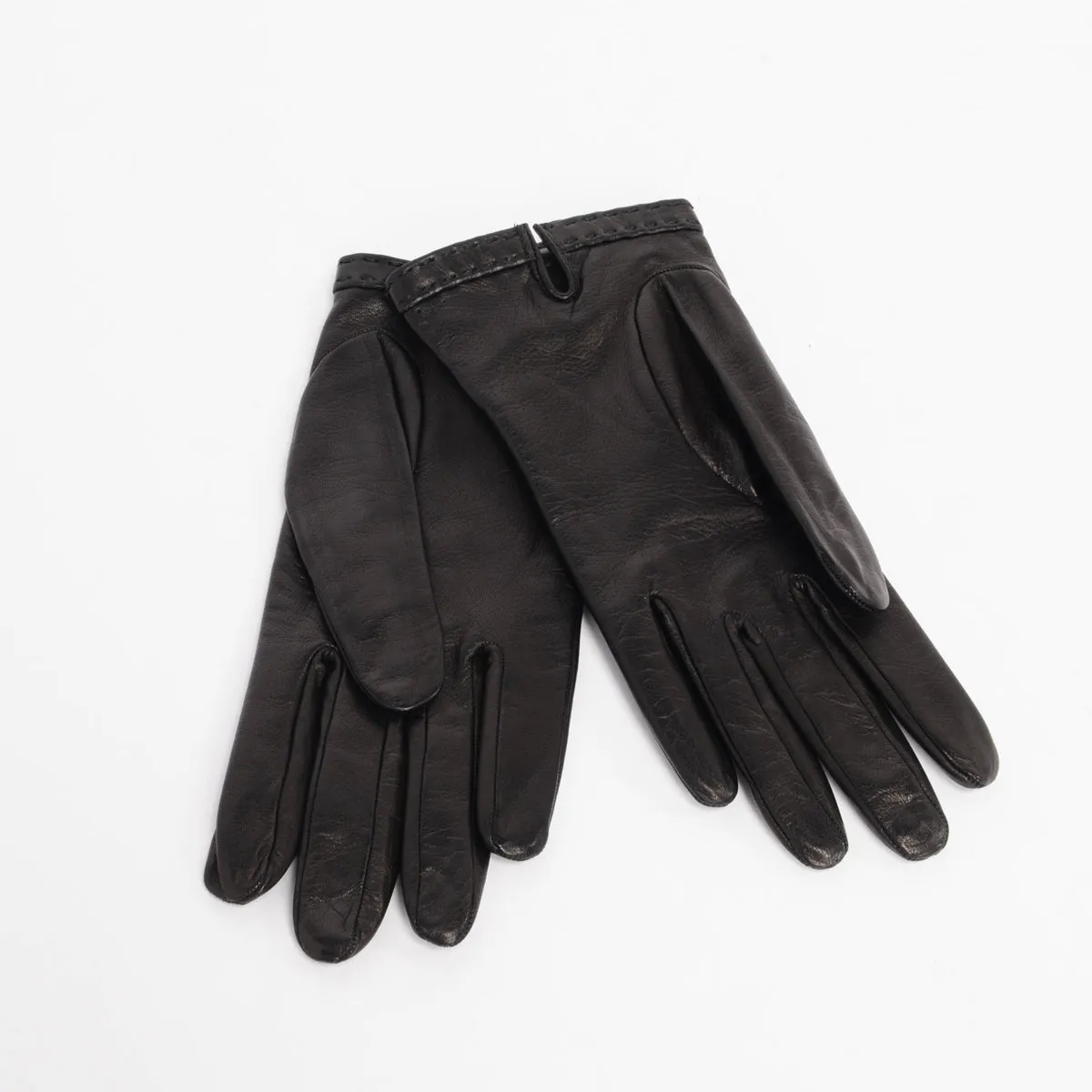 Prada Black Lambskin Logo Gloves