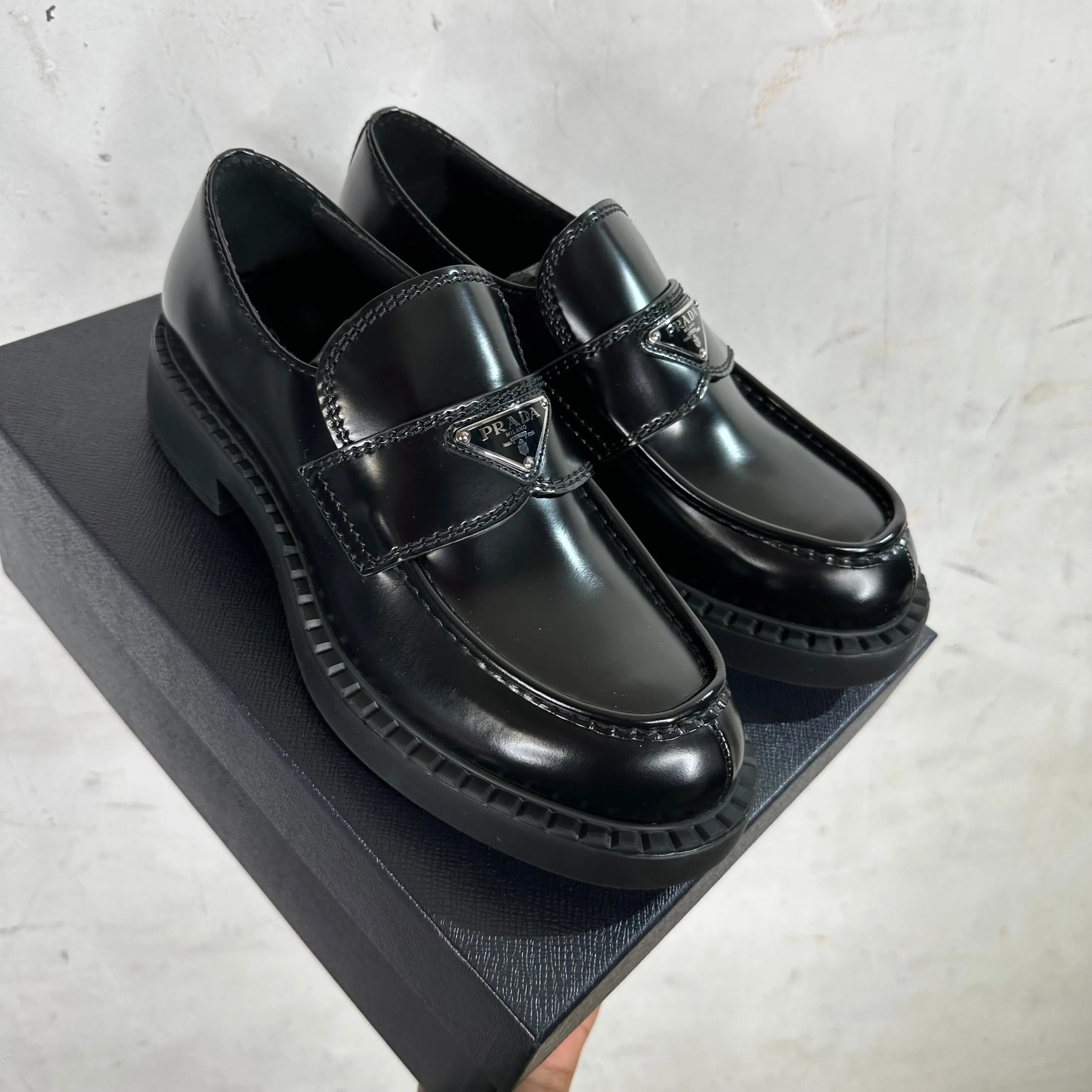 Prada Black Leather Loafers