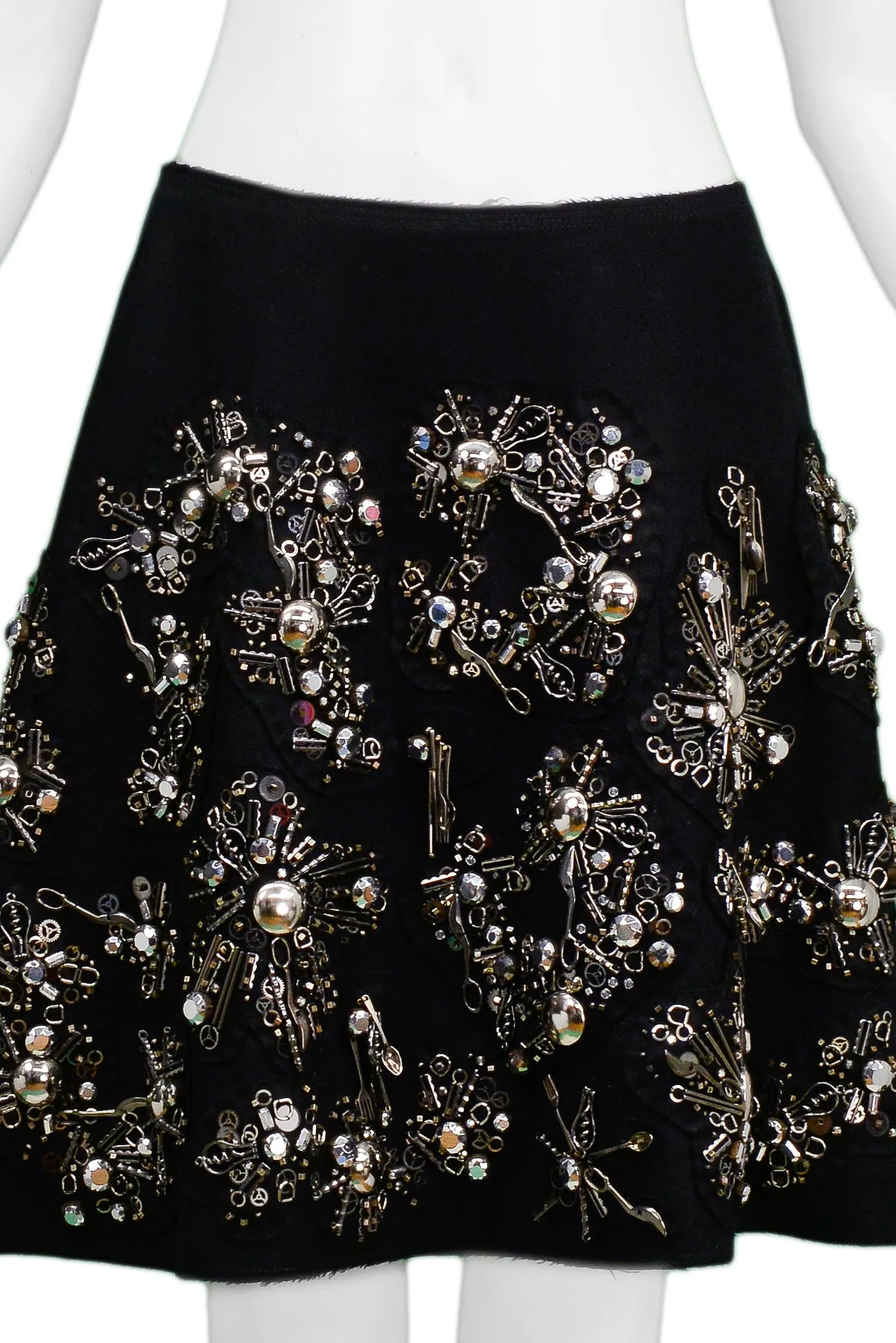 PRADA BLACK WRAP SKIRT WITH SILVERWARE CHARMS 2006