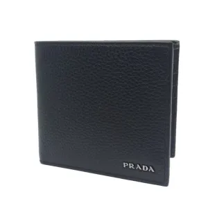 Prada Mens Bifold Nero Black Vitello Grain Leather Wallet