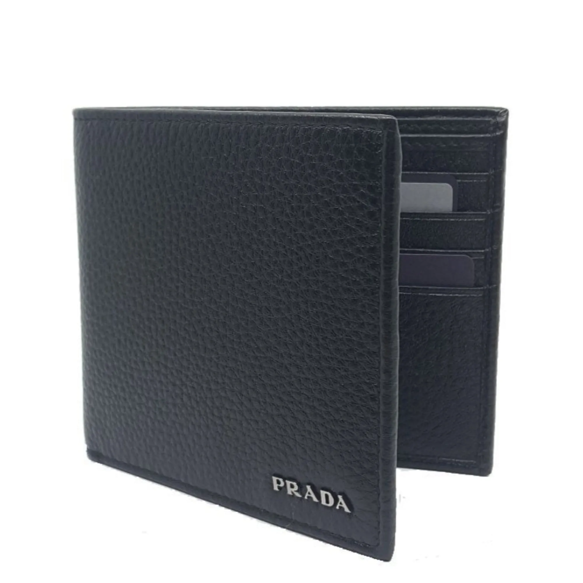 Prada Mens Bifold Nero Black Vitello Grain Leather Wallet