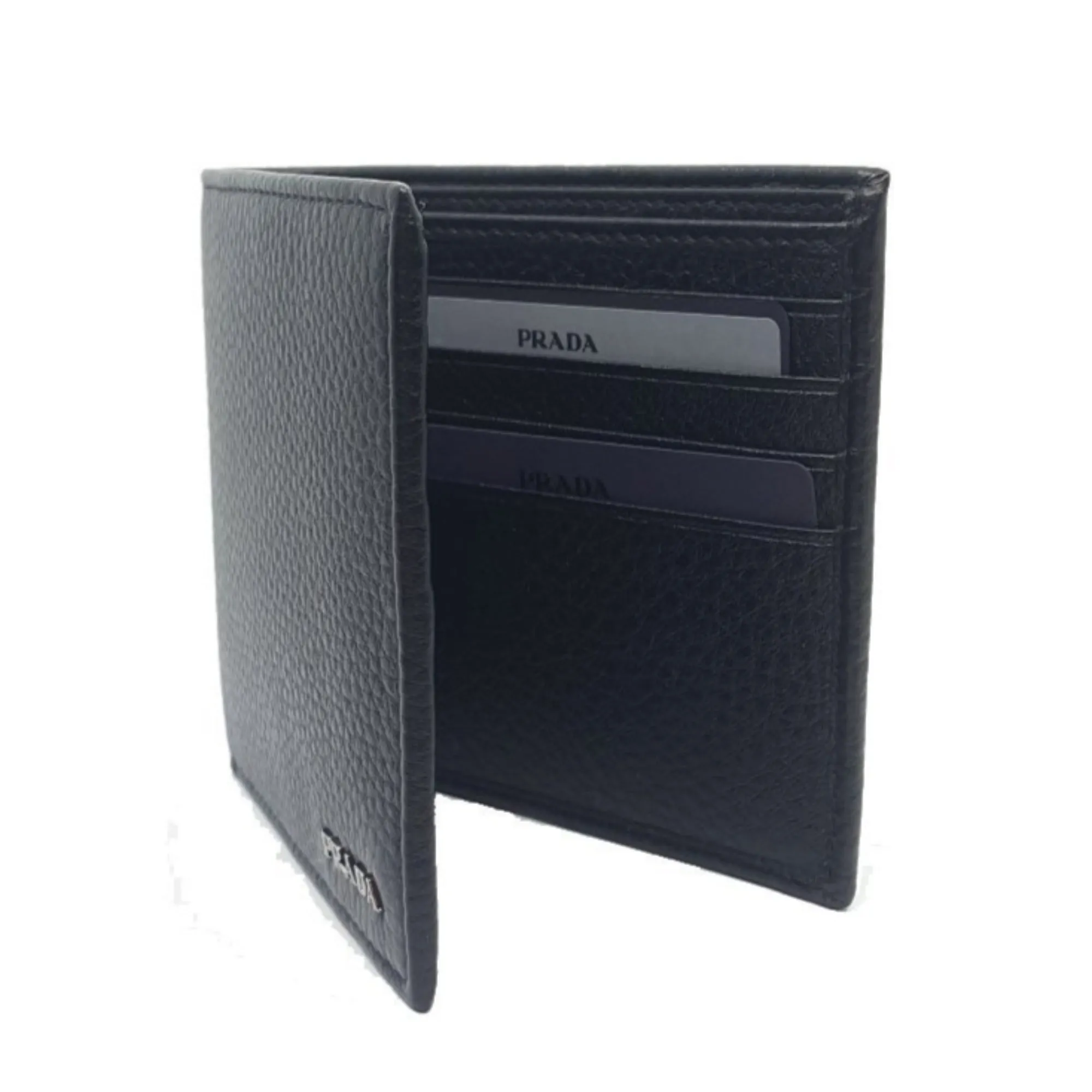 Prada Mens Bifold Nero Black Vitello Grain Leather Wallet