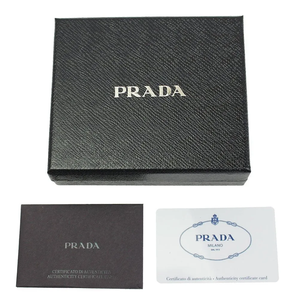 Prada Navy Black Bicolor Saffiano Leather Logo Bifold Wallet