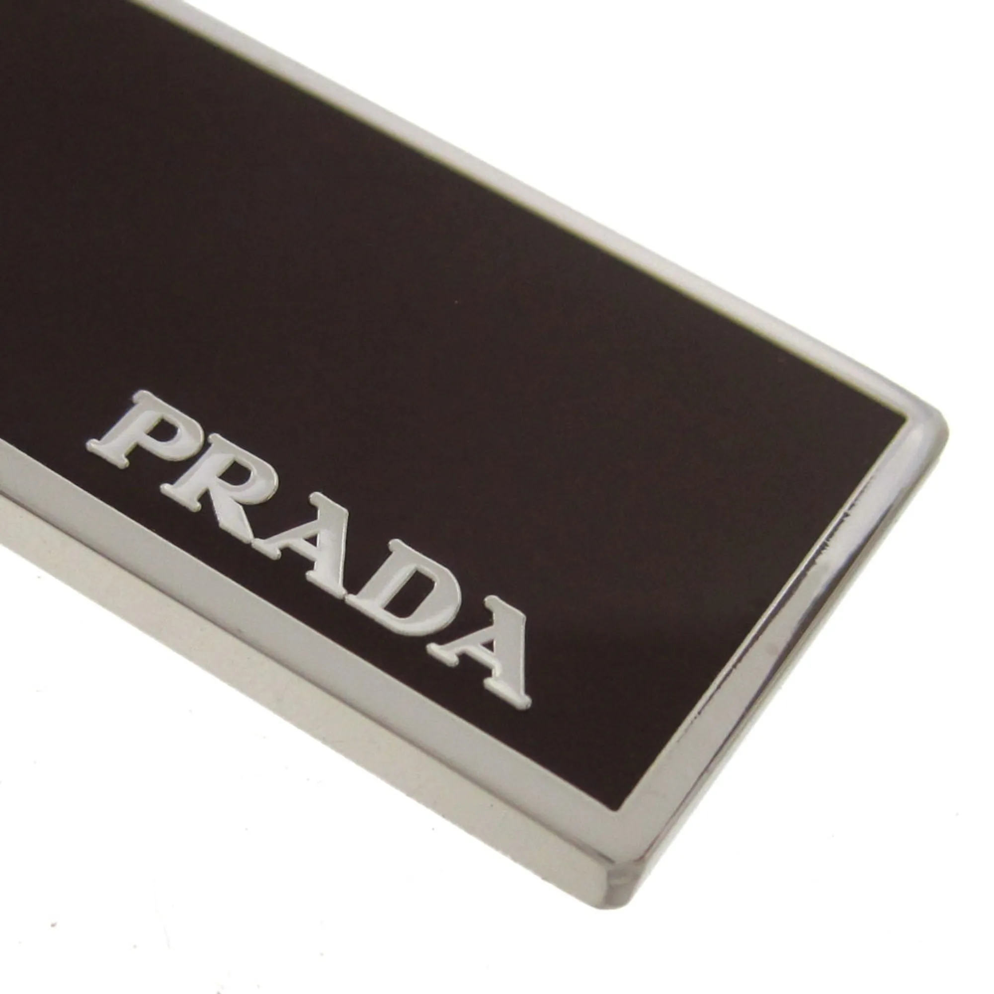 Prada Rubino Red Enamel Silver Metal Keyring Keychain