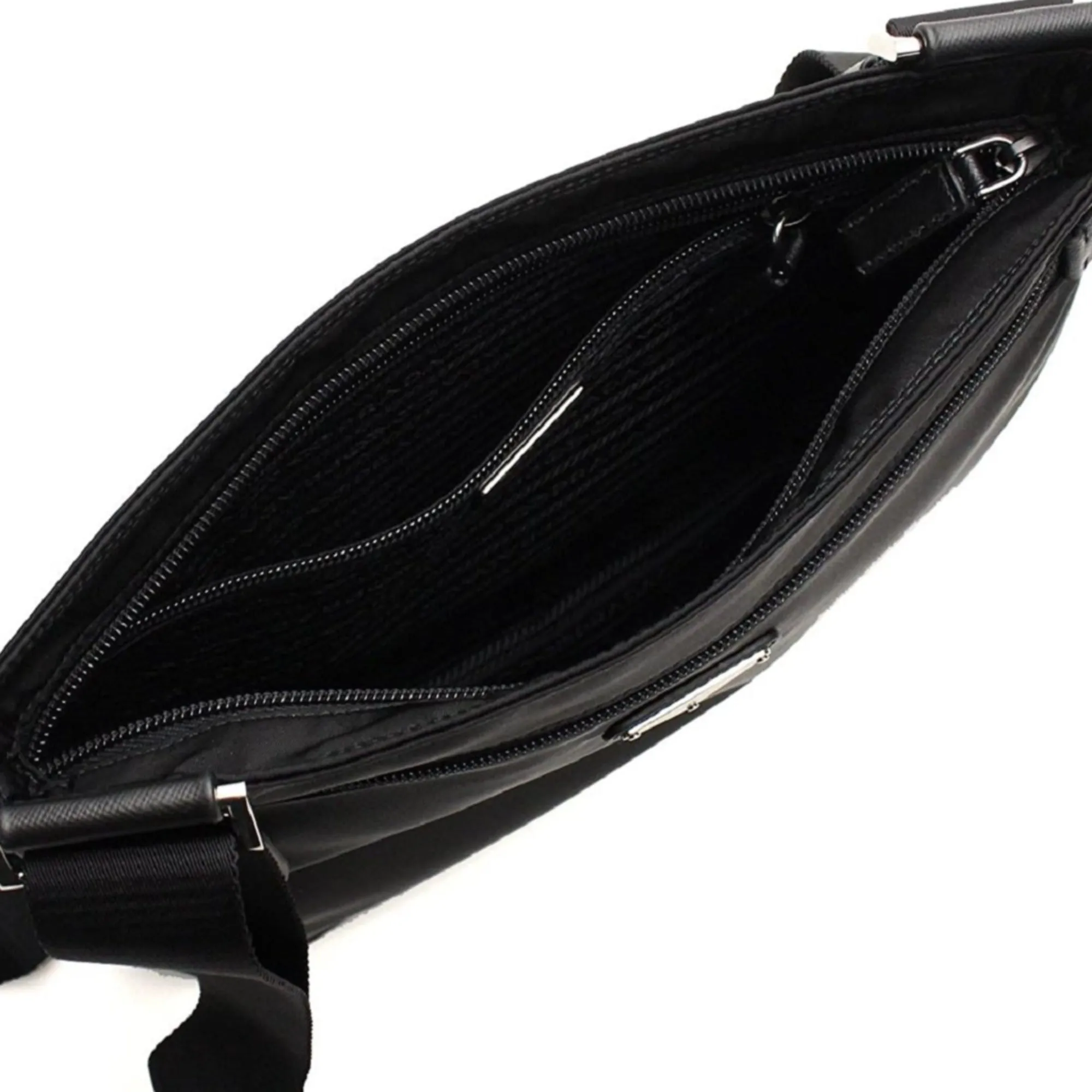 Prada Tessuto Saffiano Black Messenger Bag Cross Body