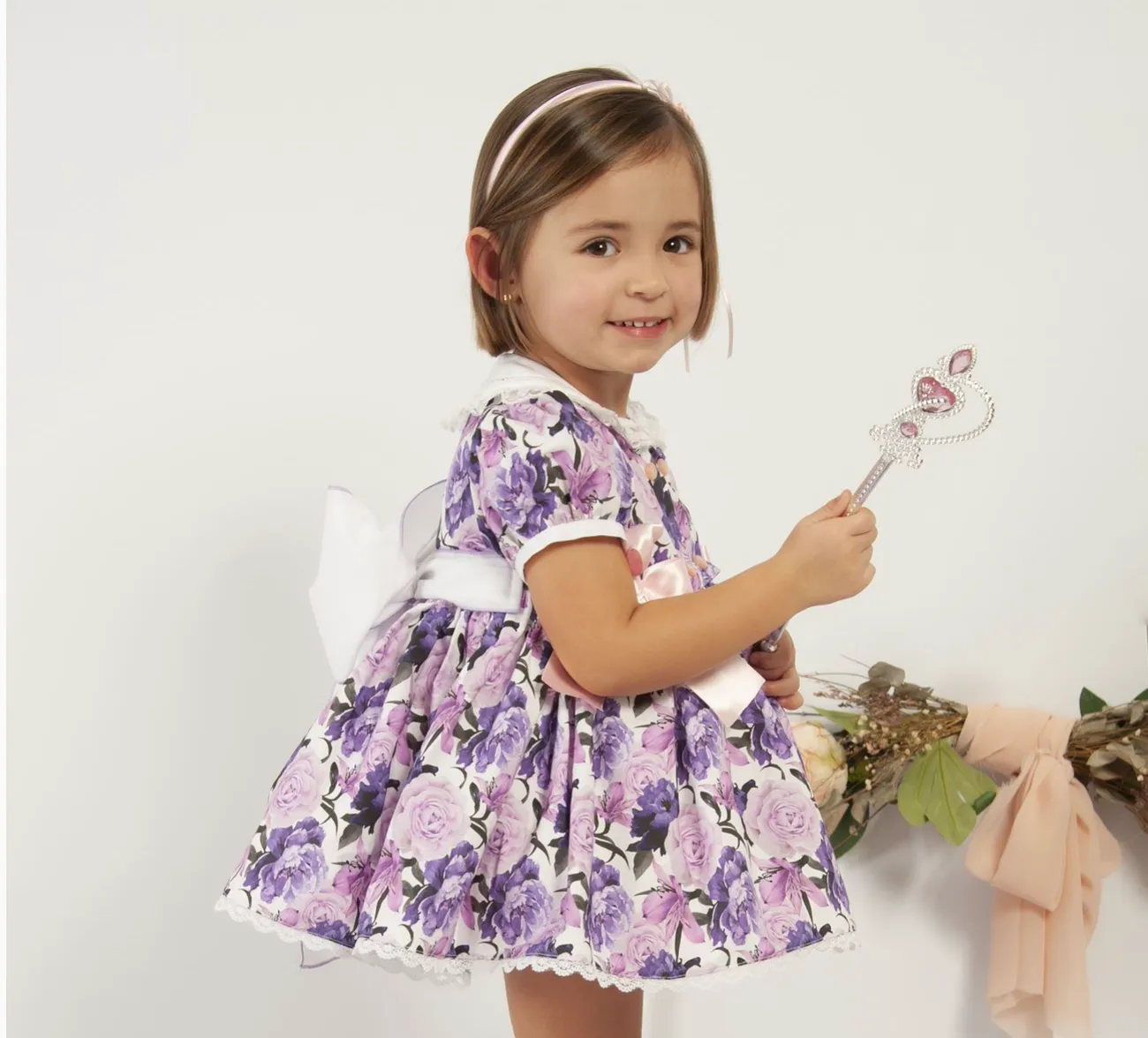 Purple Floral Puffball Dress