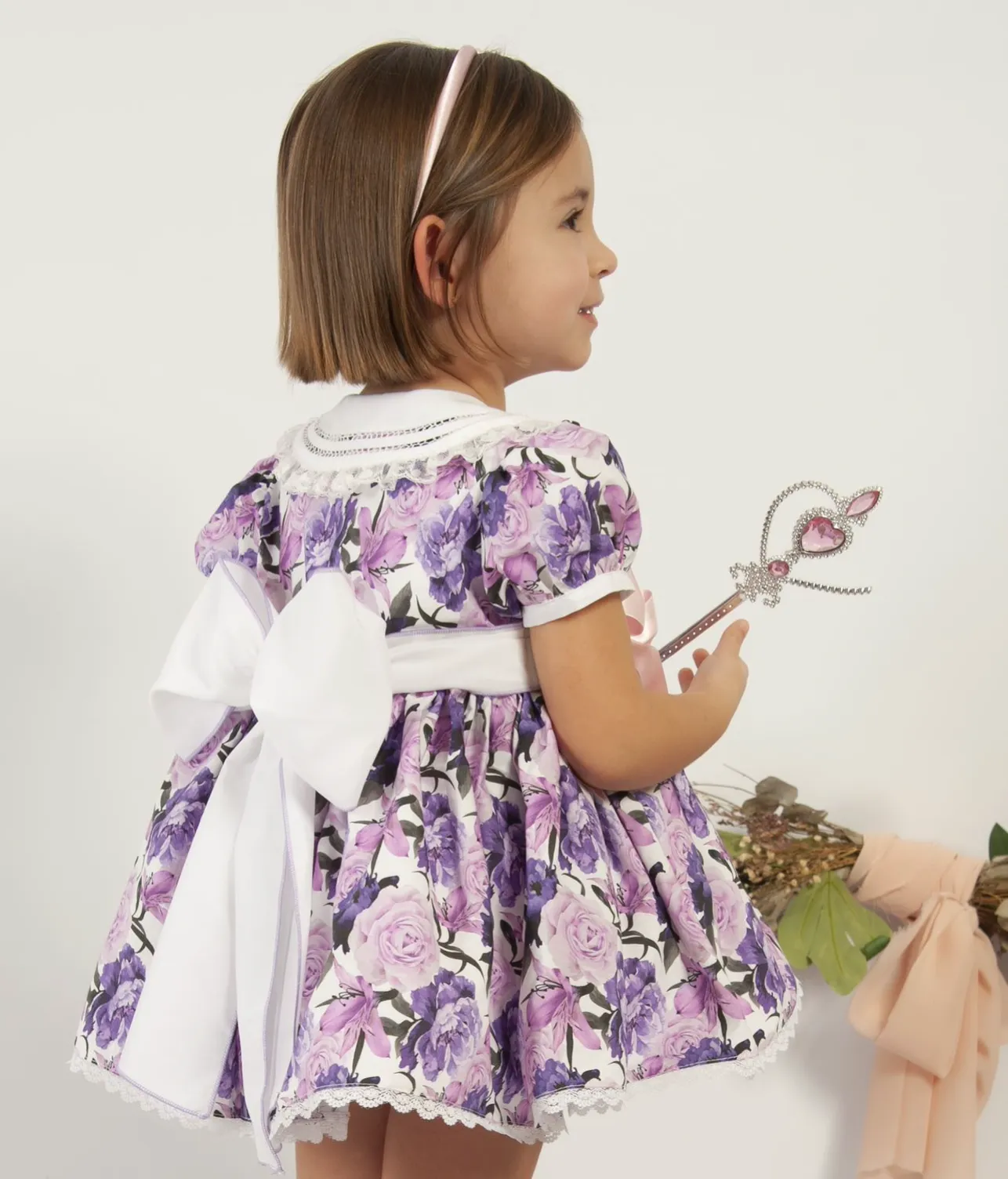 Purple Floral Puffball Dress