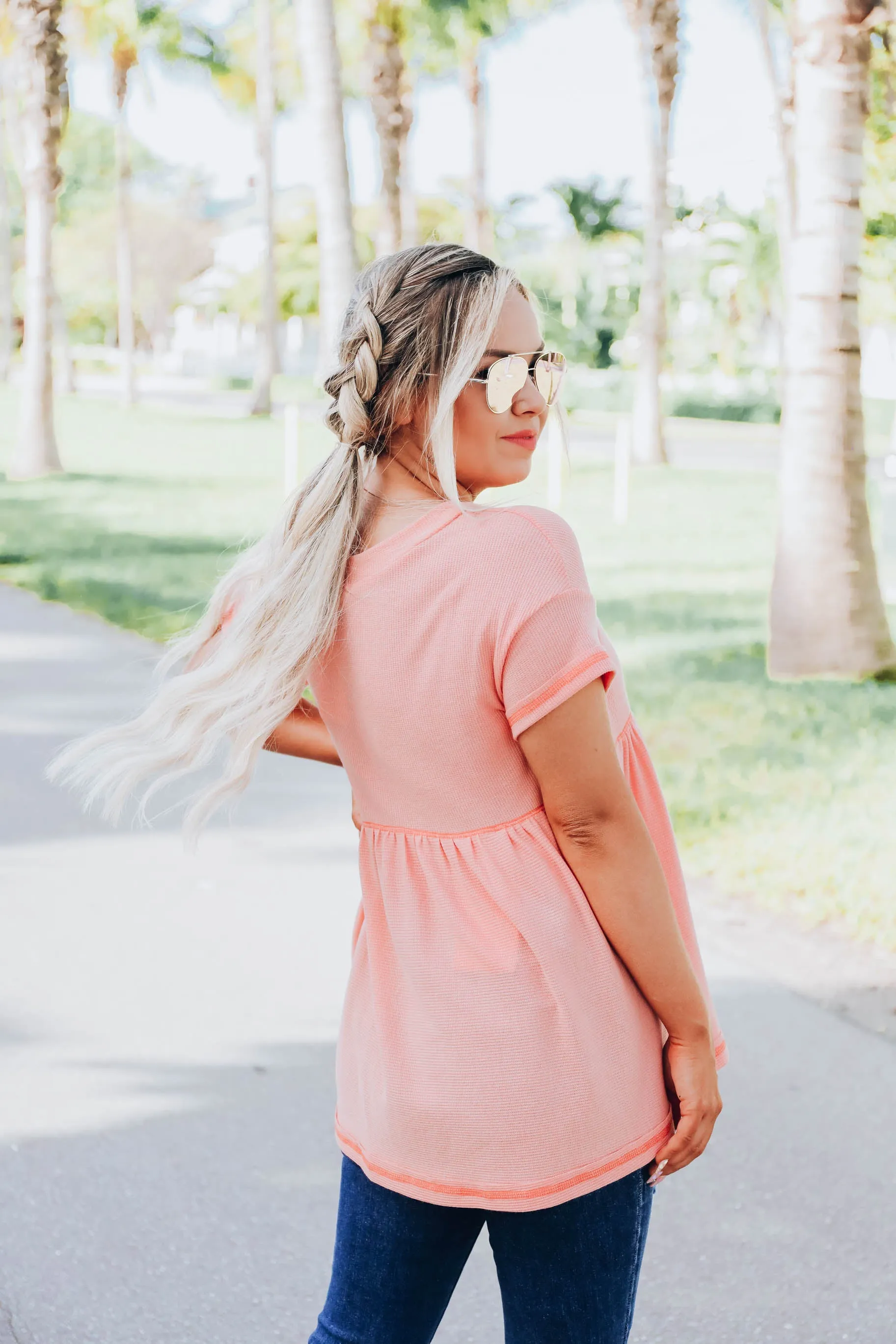 Simplicity Babydoll Top - Coral