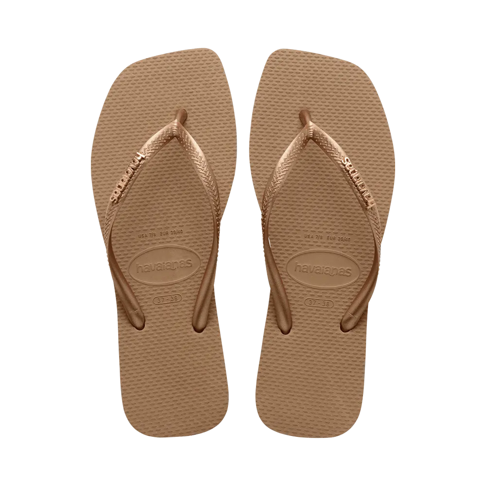 Slim Square Logo Metallic Flip Flops