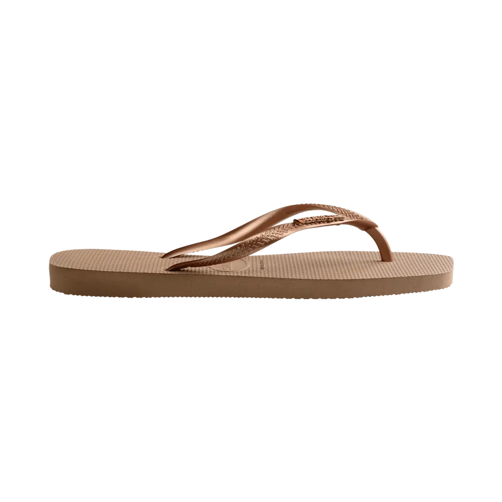 Slim Square Logo Metallic Flip Flops