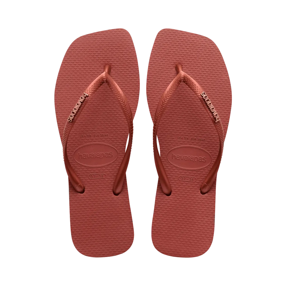 Slim Square Logo Metallic Flip Flops