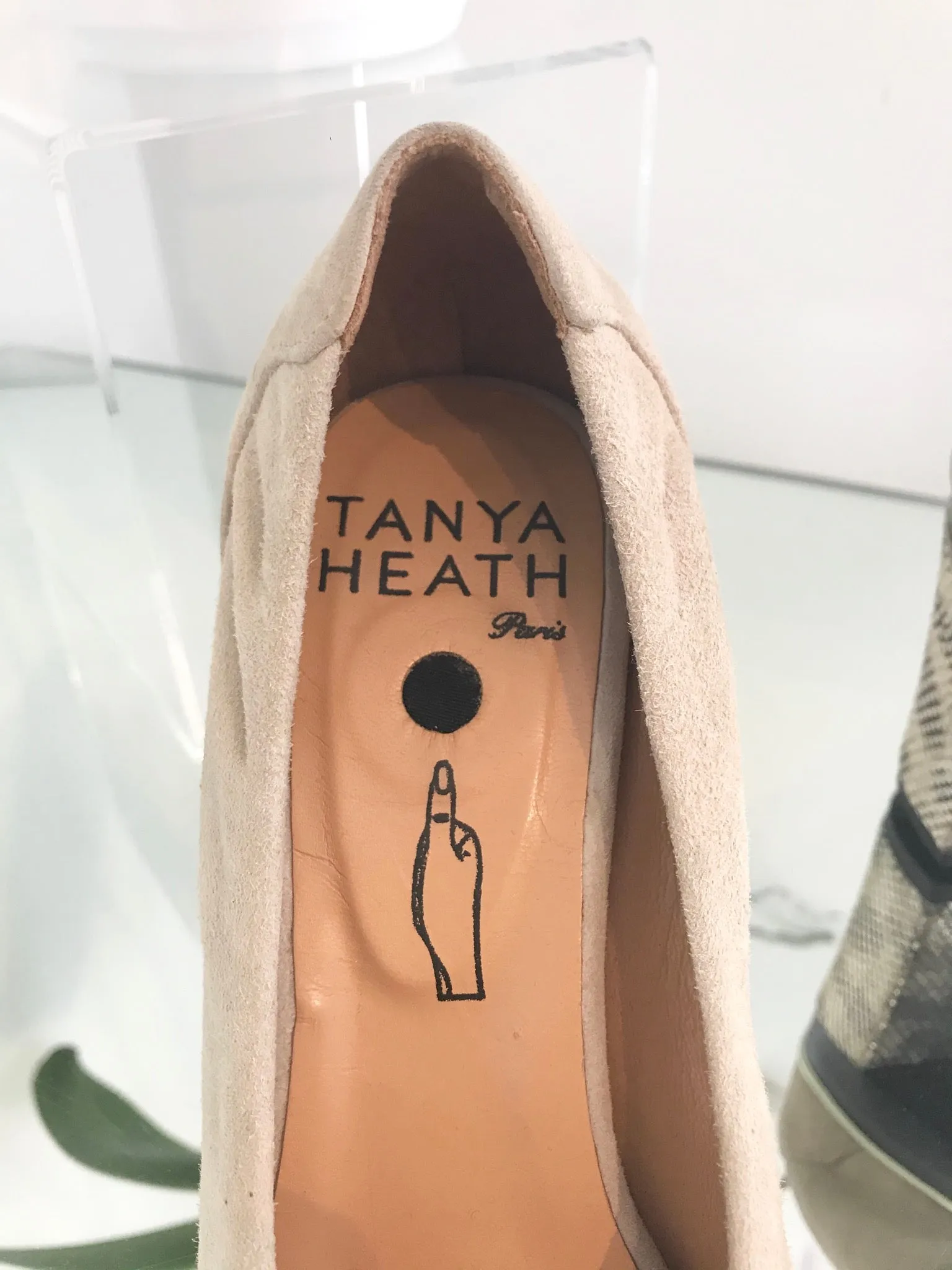 TANYA HEATH Suede Peep Toe Heels