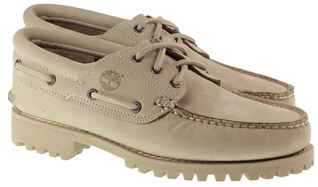 Timberland Boots Mens 3 Eye Lug Handsewn Boat Shoe Beige