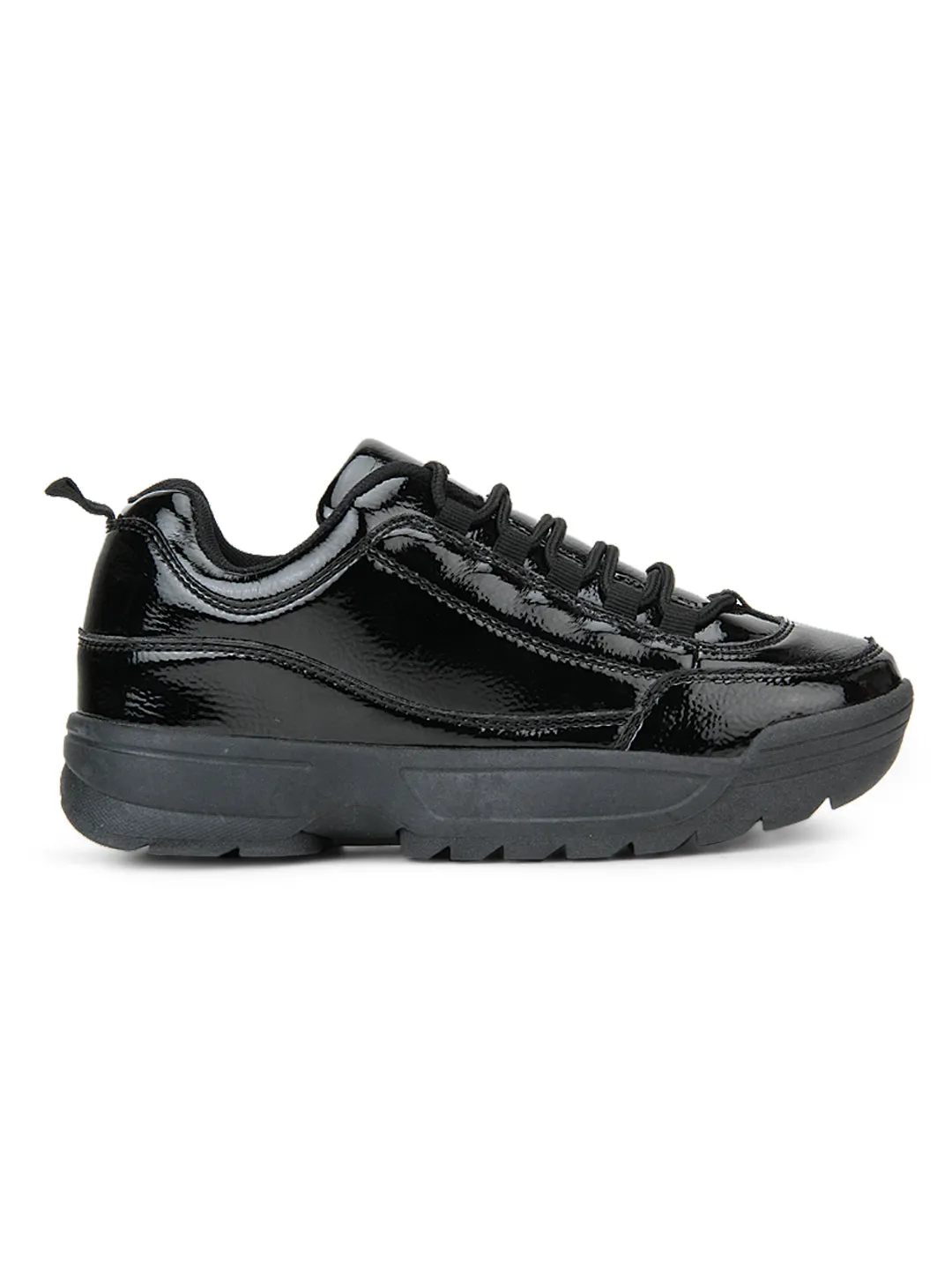 Total Black Cleated Lace-Up Sneakers