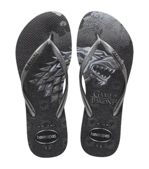 Women's Slim Game of Thrones Flip Flops - New Graphite and Metallic Graphite