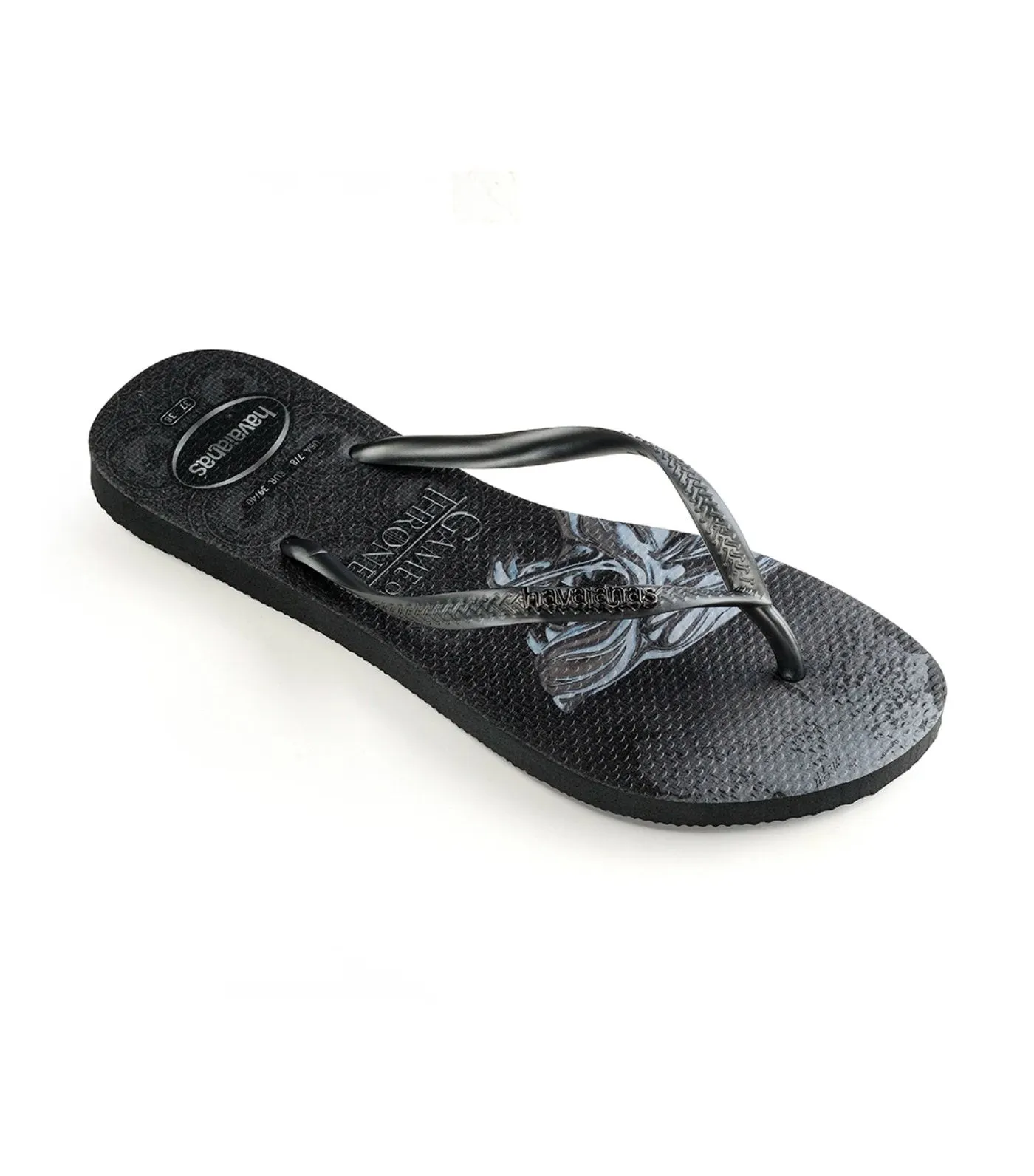 Women's Slim Game of Thrones Flip Flops - New Graphite and Metallic Graphite